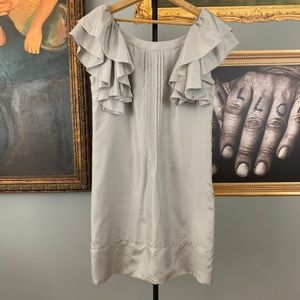 Anthropologie Floreat Gray Silk Dress
